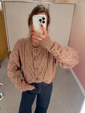 FREE PEOPLE Bonfire Brown Cardigan XS